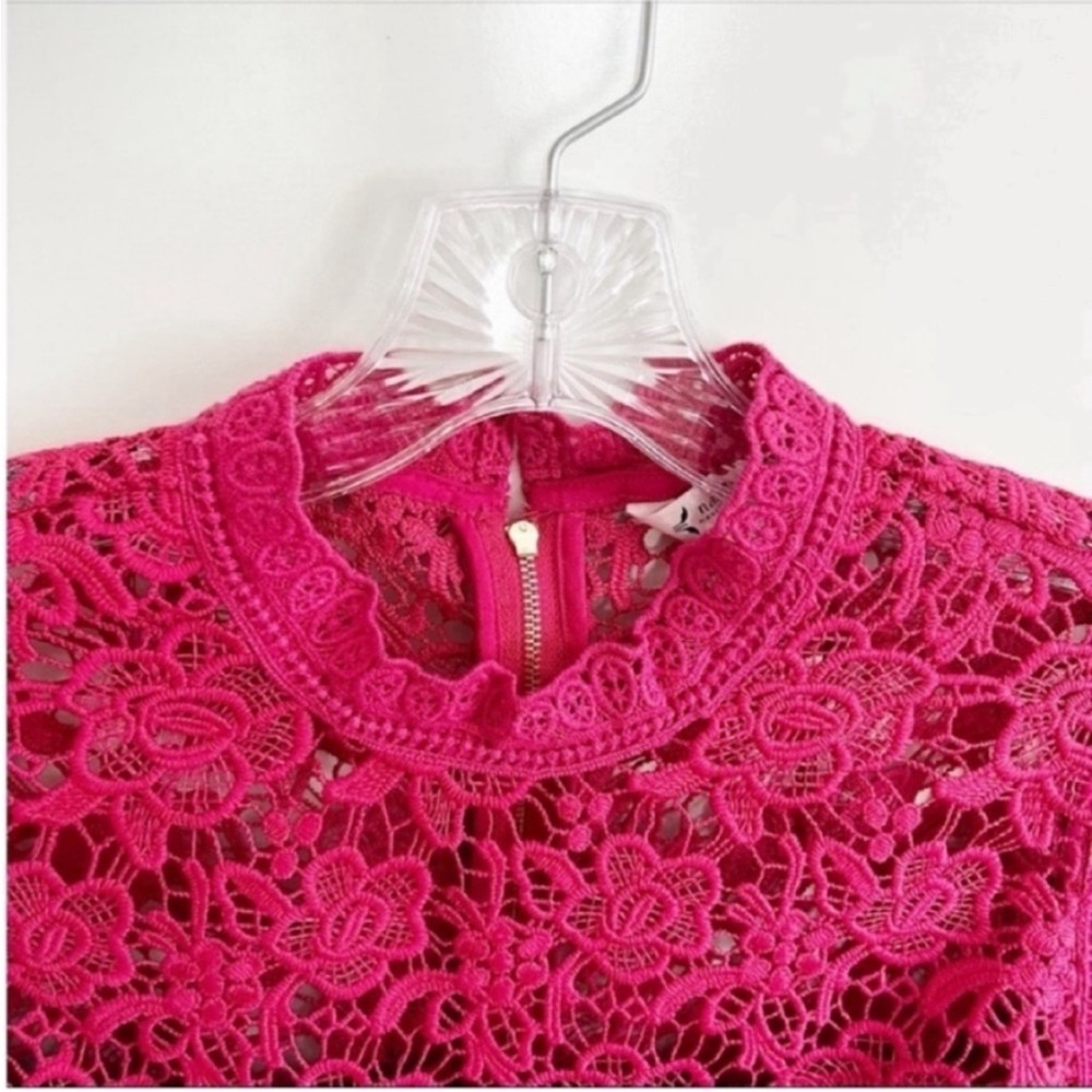 Nanette Nanette Lepore shirt pink mock neck floral lace sleeveless - Picture 6 of 9